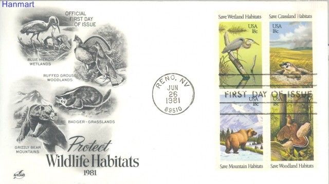 Znaczek USA 1981 Mi 1493-1496 FDC