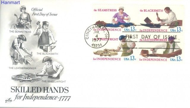 Znaczek USA 1977 Mi 1305-1308 FDC