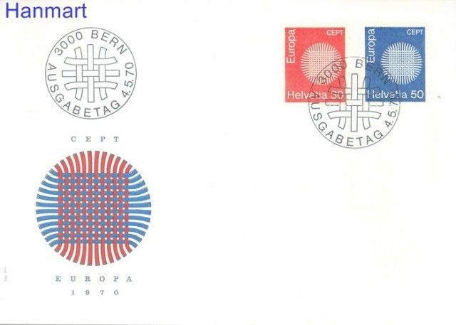 Znaczek Szwajcaria 1970 Mi 923-924 FDC