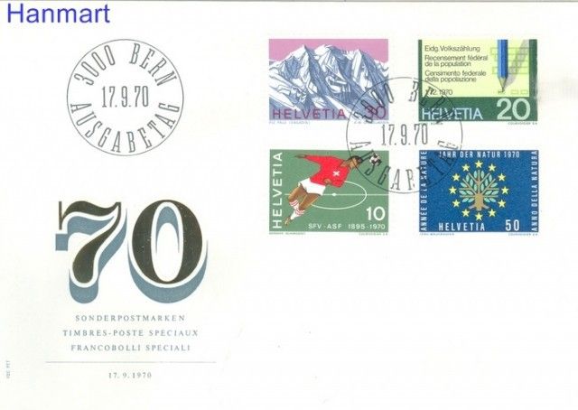 Znaczek Szwajcaria 1970 Mi 929-932 FDC