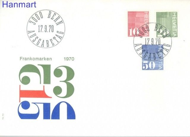 Znaczek Szwajcaria 1970 Mi 933-935ya FDC