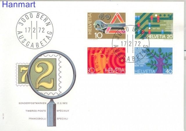 Znaczek Szwajcaria 1972 Mi 964-967 FDC