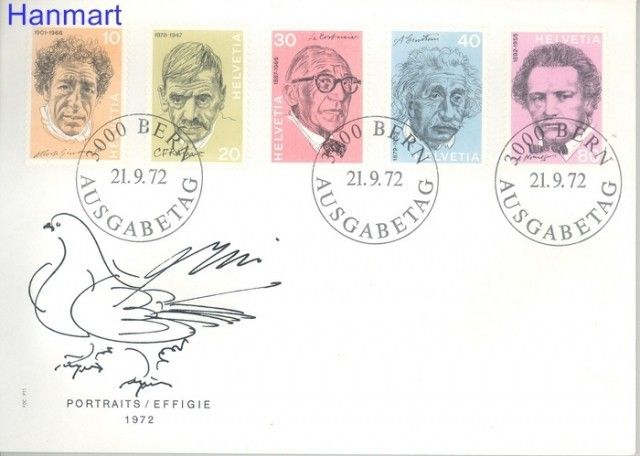 Znaczek Szwajcaria 1972 Mi 979-983 FDC