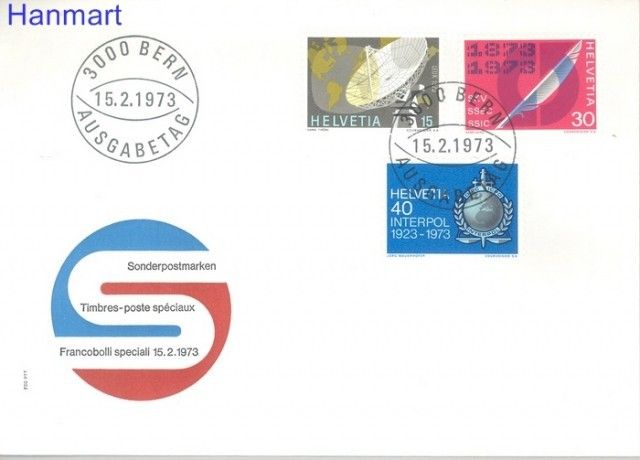 Znaczek Szwajcaria 1973 Mi 988-990 FDC