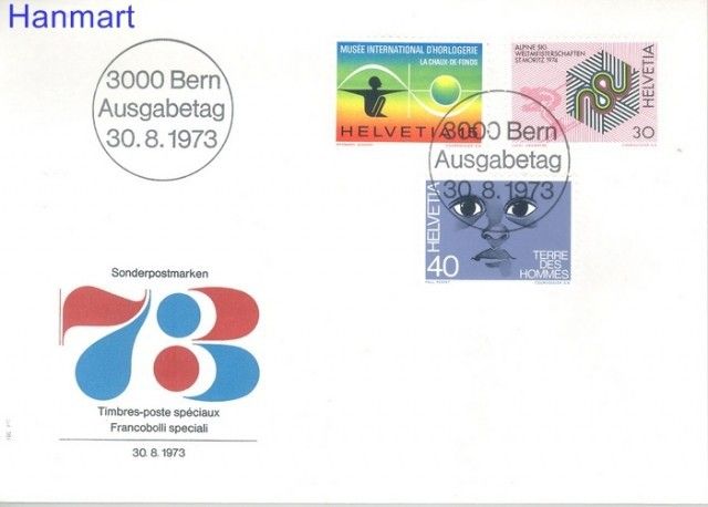 Znaczek Szwajcaria 1973 Mi 1000-1002 FDC