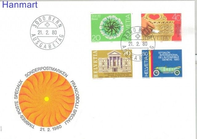 Znaczek Szwajcaria 1980 Mi 1170-1173 FDC
