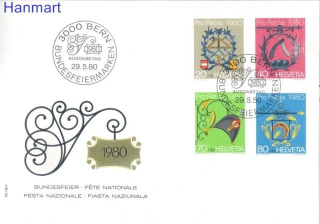 Znaczek Szwajcaria 1980 Mi 1176-1179 FDC