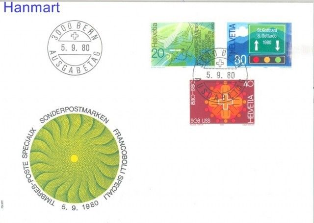 Znaczek Szwajcaria 1980 Mi 1184-1186 FDC