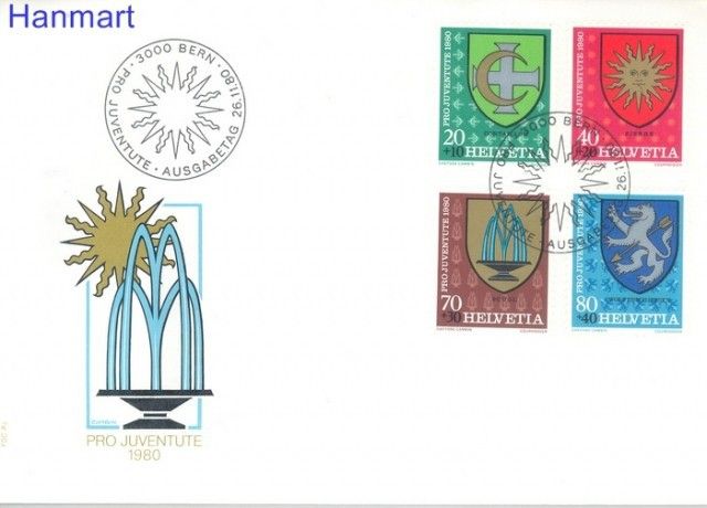 Znaczek Szwajcaria 1980 Mi 1187-1190 FDC