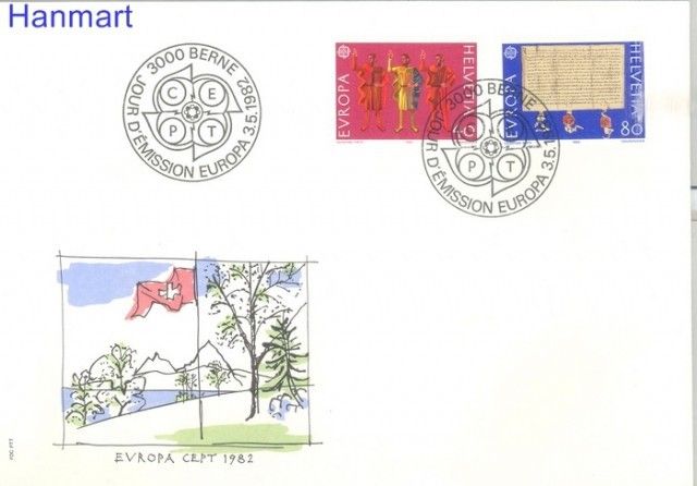 Znaczek Szwajcaria 1982 Mi 1221-1222 FDC