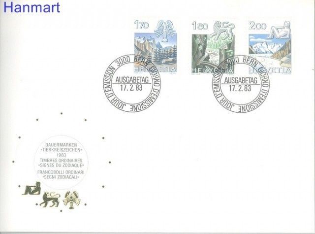 Znaczek Szwajcaria 1983 Mi 1242-1244 FDC