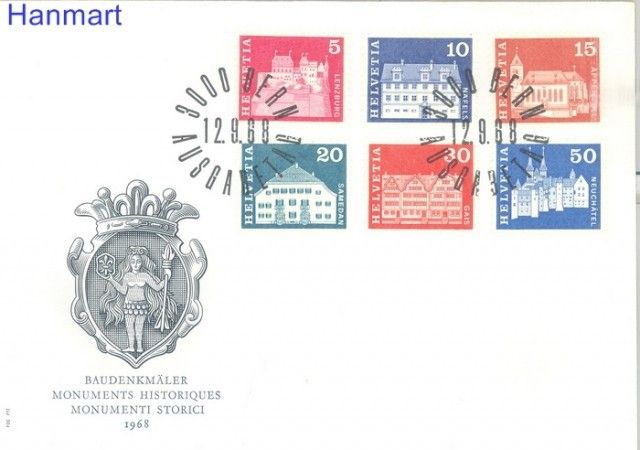 Znaczek Szwajcaria 1968 Mi 878-883 FDC