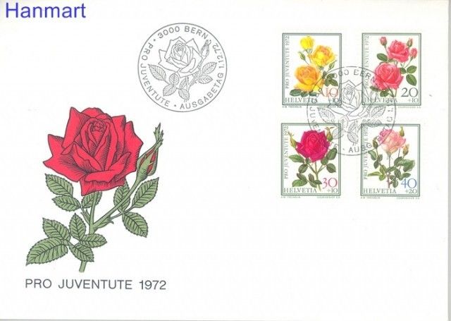 Znaczek Szwajcaria 1972 Mi 984-987 FDC