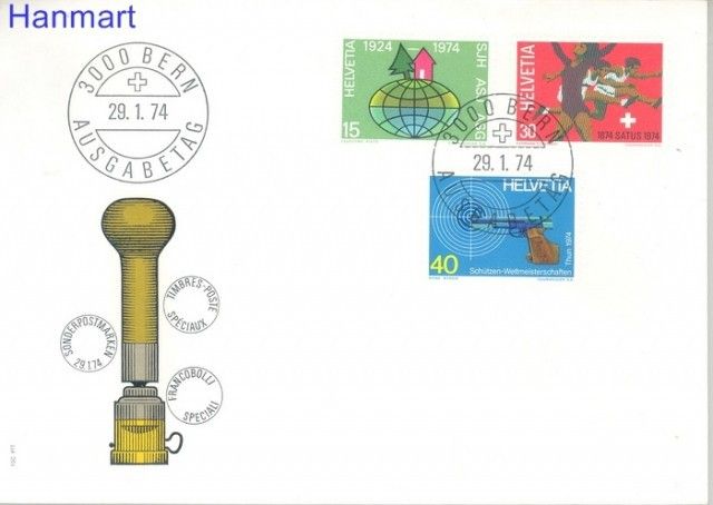 Znaczek Szwajcaria 1974 Mi 1017-1019 FDC