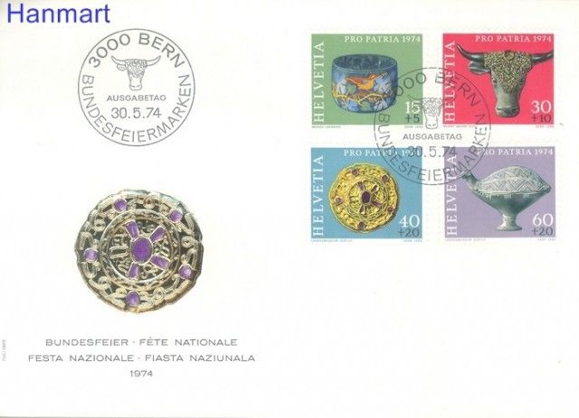 Znaczek Szwajcaria 1974 Mi 1031-1034 FDC
