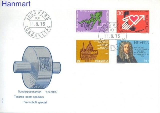 Znaczek Szwajcaria 1975 Mi 1058-1061 FDC