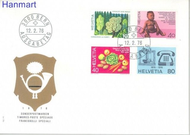 Znaczek Szwajcaria 1976 Mi 1069-1072 FDC
