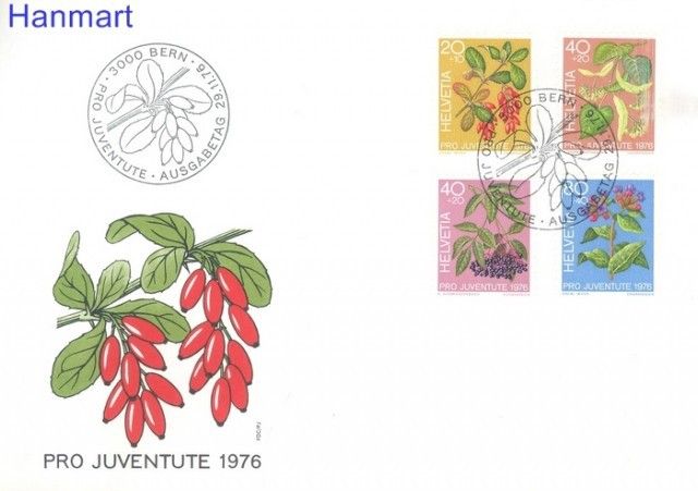 Znaczek Szwajcaria 1976 Mi 1083-1086 FDC