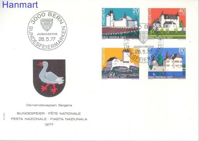 Znaczek Szwajcaria 1977 Mi 1096-1099 FDC
