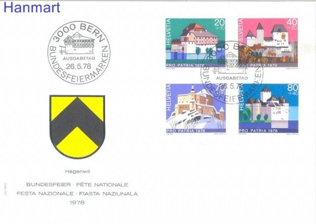 Znaczek Szwajcaria 1978 Mi 1130-1133 FDC