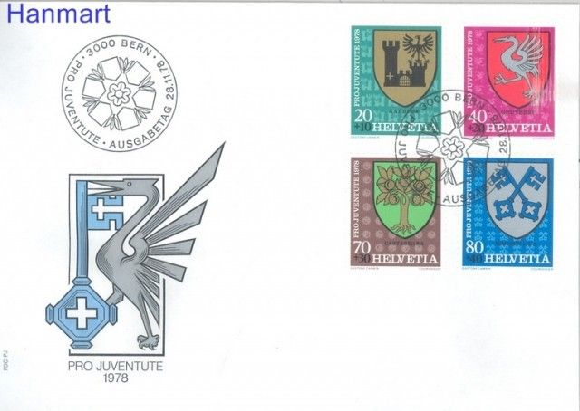 Znaczek Szwajcaria 1978 Mi 1142-1145 FDC