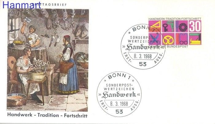 Znaczek Niemcy 1968 Mi 553 FDC