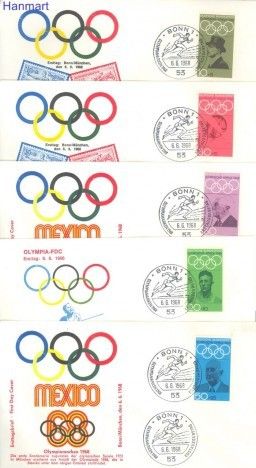 Znaczek Niemcy 1968 Mi 561-565 FDC