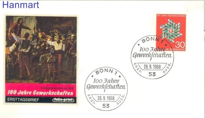 Znaczek Niemcy 1968 Mi 570 FDC