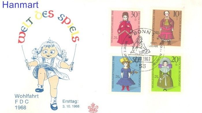 Znaczek Niemcy 1968 FDC