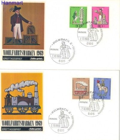 Znaczek Niemcy 1969 Mi 604-607 FDC