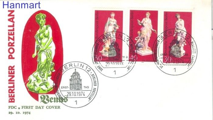Znaczek Berlin Niemcy 1974 Mi 478-480 FDC