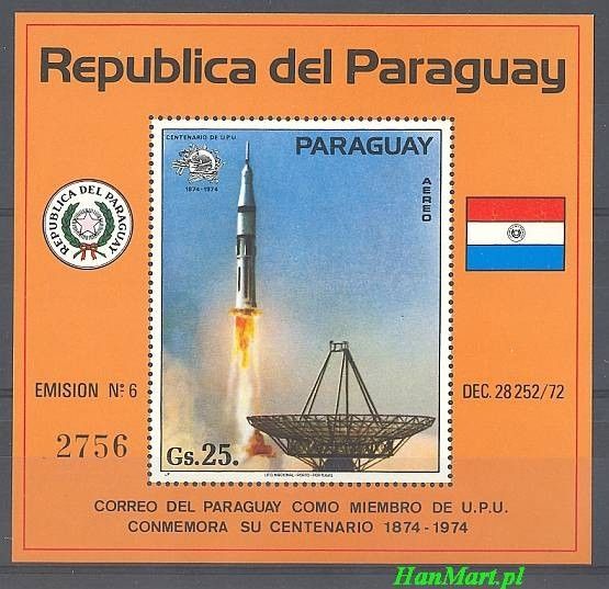 Znaczek Paragwaj 1974 Mi bl 220 Czyste **
