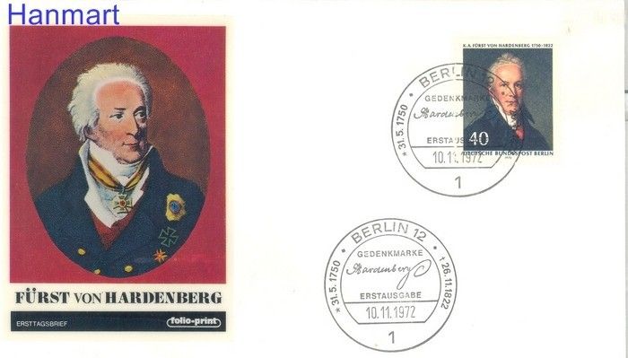 Znaczek Berlin Niemcy 1972 FDC