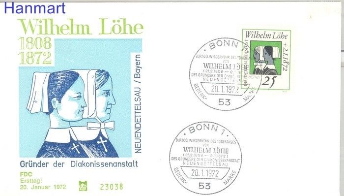 Znaczek Niemcy 1972 FDC