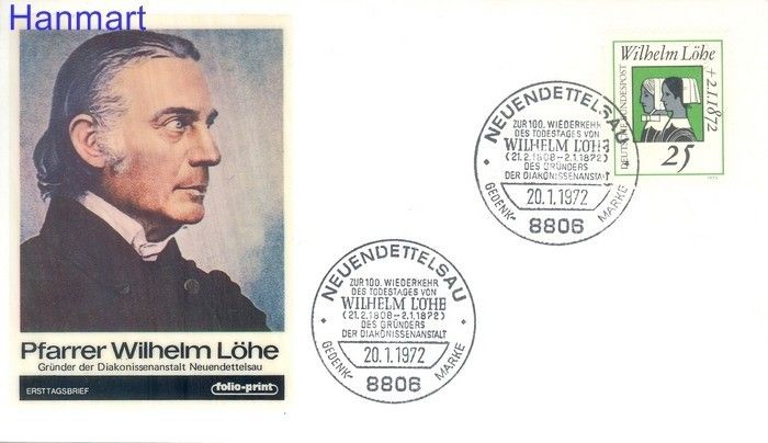 Znaczek Niemcy 1972 FDC
