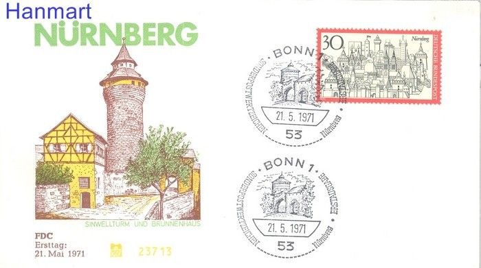 Znaczek Niemcy 1971 FDC