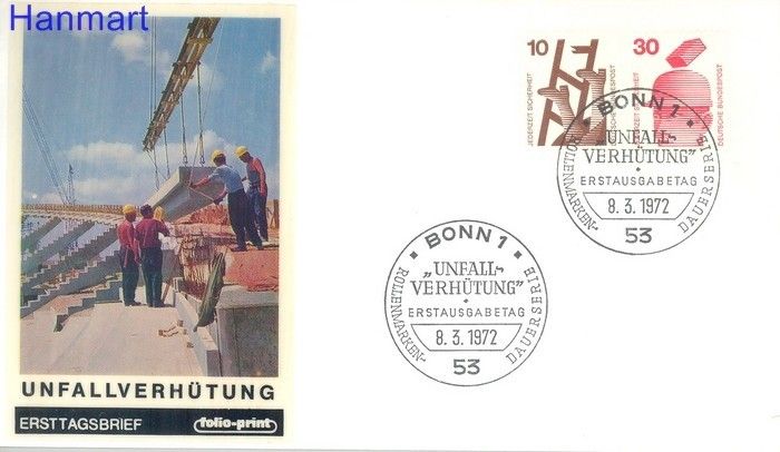 Znaczek Niemcy 1971 Mi 695+698A FDC