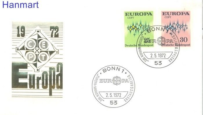 Znaczek Niemcy 1972 Mi 716-717 FDC