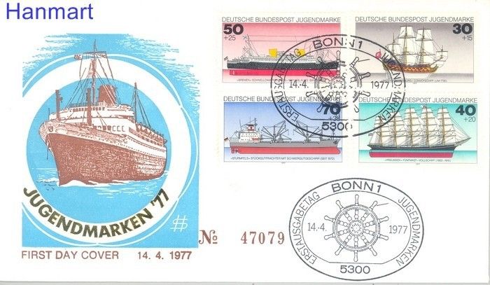 Znaczek Niemcy 1977 Mi 929-932 FDC