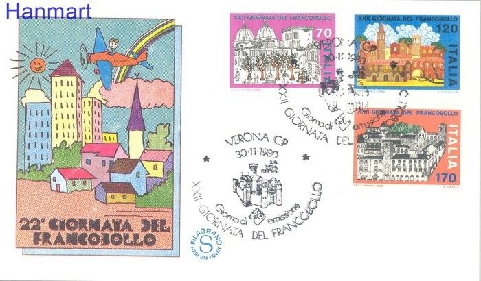 Znaczek Włochy 1980 Mi 1739-1741 FDC