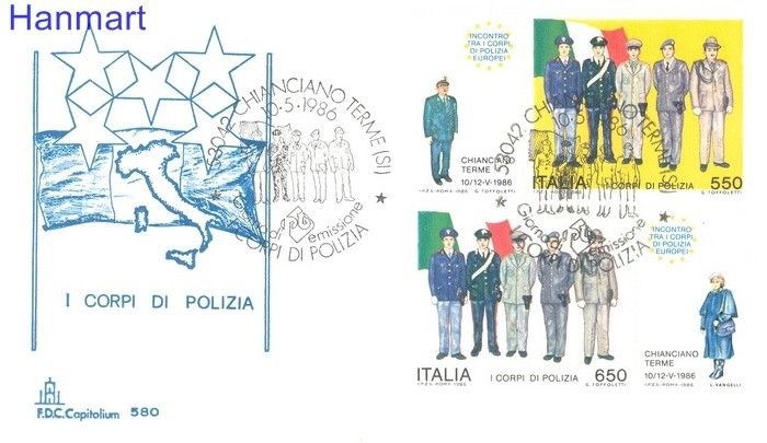 Znaczek Włochy 1986 Mi 1973-1974 FDC
