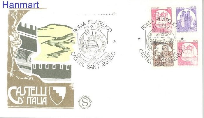 Znaczek Włochy 1980 Mi 1725-1727 FDC