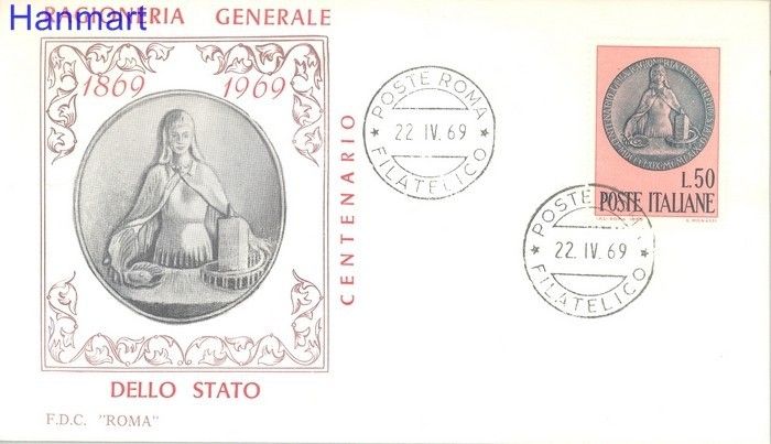 Znaczek Włochy 1969 Mi 1294 FDC