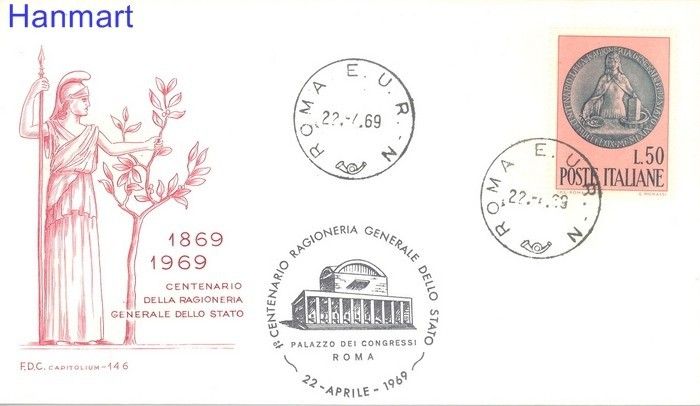 Znaczek Włochy 1969 Mi 1294 FDC