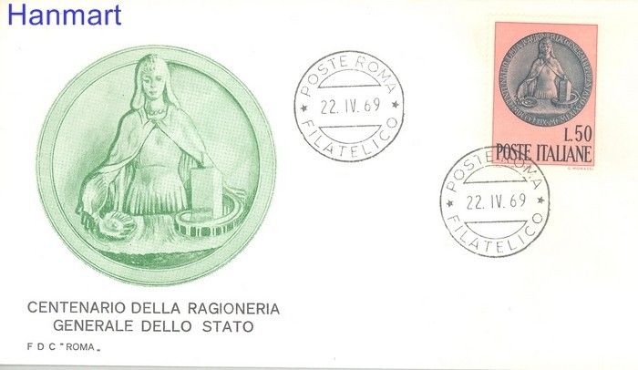 Znaczek Włochy 1969 Mi 1294 FDC
