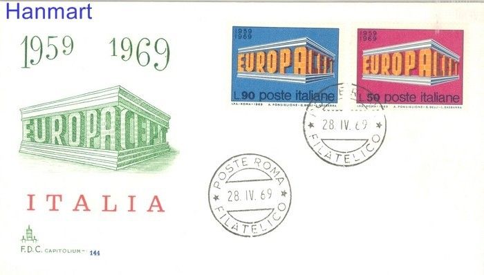 Znaczek Włochy 1969 Mi 1295-1296 FDC