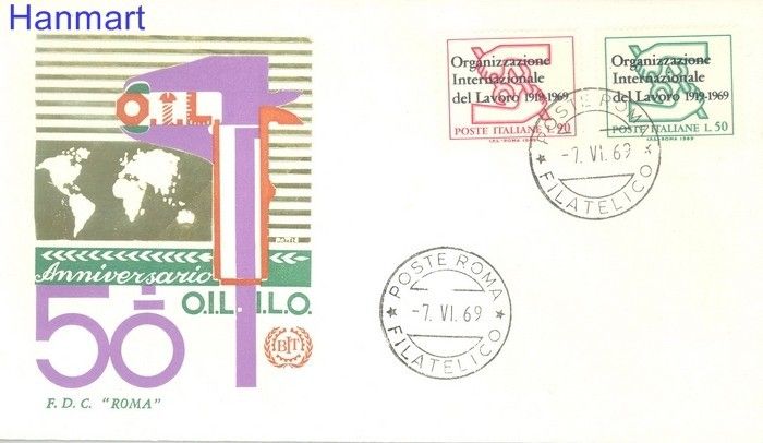 Znaczek Włochy 1969 Mi 1299-1300 FDC