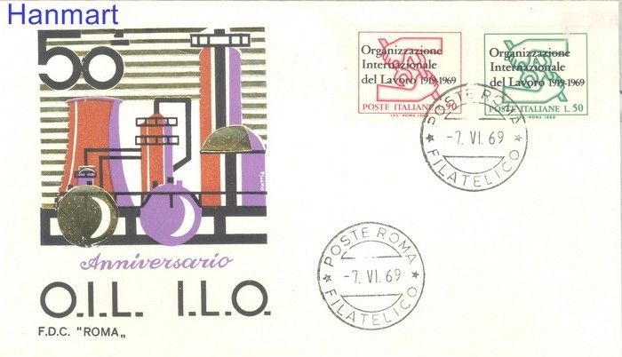 Znaczek Włochy 1969 Mi 1299-1300 FDC