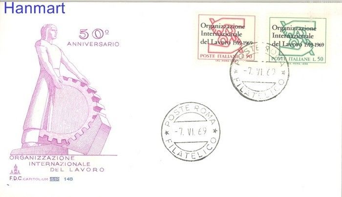 Znaczek Włochy 1969 Mi 1299-1300 FDC