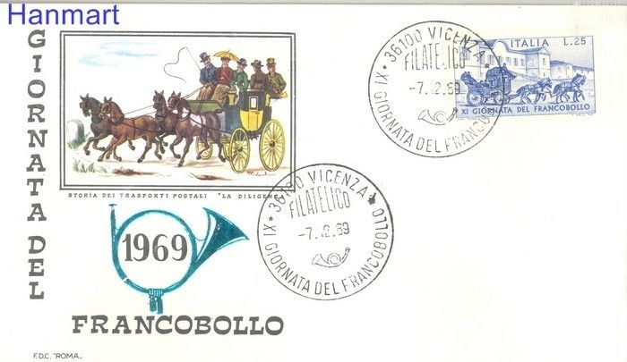 Znaczek Włochy 1969 Mi 1302 FDC